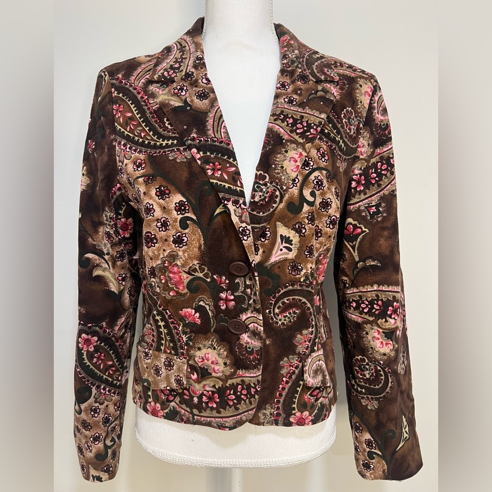 1990s Larry Levine Paisley Patterned Blazer